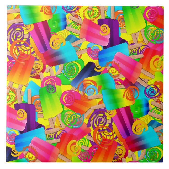 CKC Popsicle Swirls Gult-SQ TIL L Kakelplatta (Framsidan)