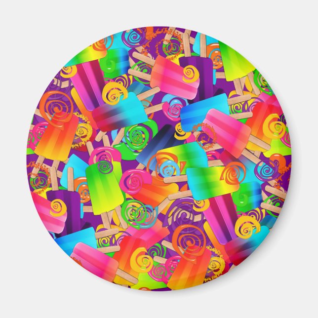 CKC Popsicle Swirls Lila-ROUND MAGNET (Framsidan)