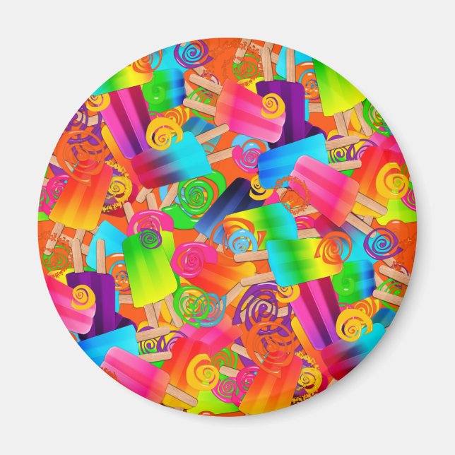 CKC Popsicle Swirls Orange-ROUND MAGNET (Framsidan)