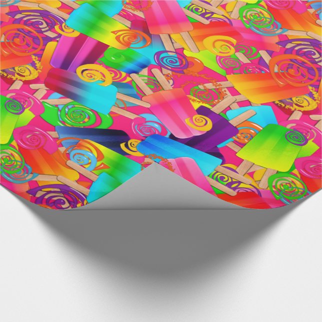 CKC Popsicle Swirls, ROSA-Gift Wrapping Papper Presentpapper (Hörn)
