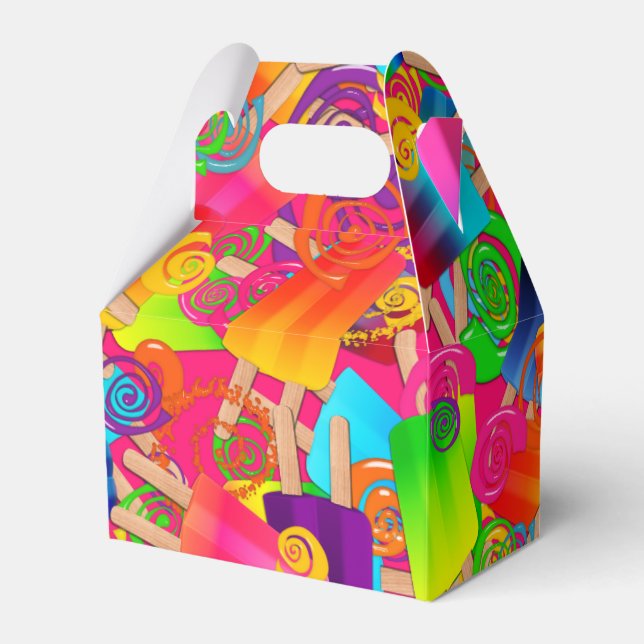 CKC-skärmar, Rosa-GABLE FAVOR BOX Presentaskar (Baksidan Sidan)