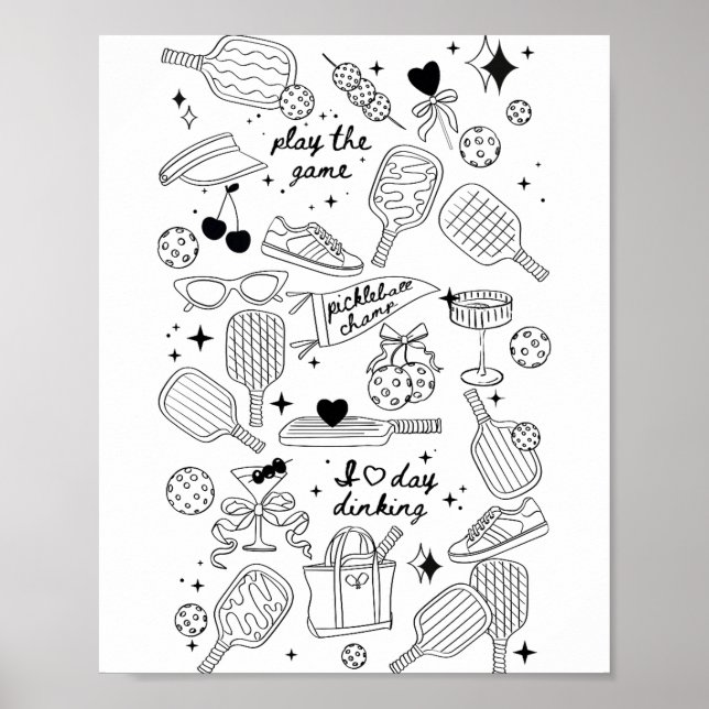 Ckleball Doodles In Black On Beige Retro Comfort C Poster (Framsidan)