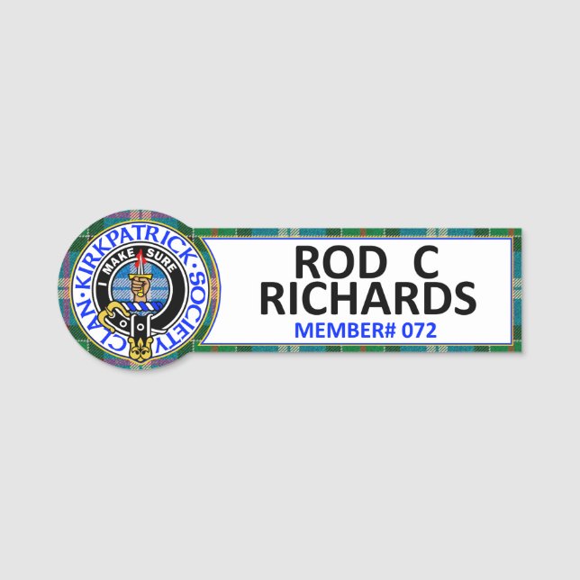 CKS Namnskylt för ROD C RICHARDS Namnbricka (Framsida)