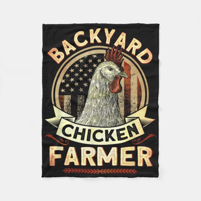 Ckyard Kycklingbonde 4:e Juli Usa Flagga  Fleecefilt (Framsidan)
