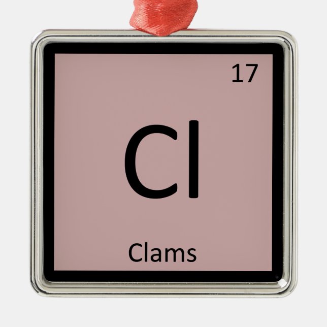 Cl - Clams-kemi Periodic Bord Symbol Julgransprydnad Metall (Framsidan)