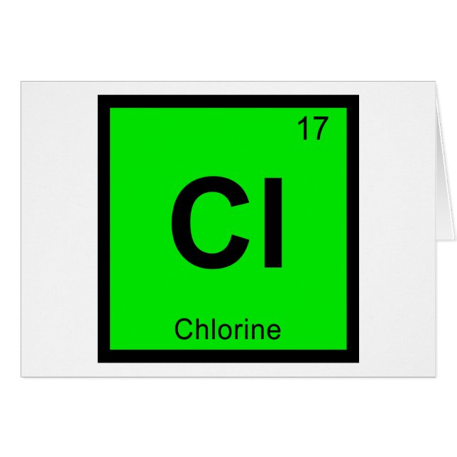 Cl - Klor Kemi Periodiska Systemet Symbol Hälsningskort (Framsidan Horizontal)