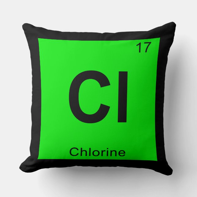 Cl - Klorkemi Periodisk Bord-symbol Kudde (Framsida)