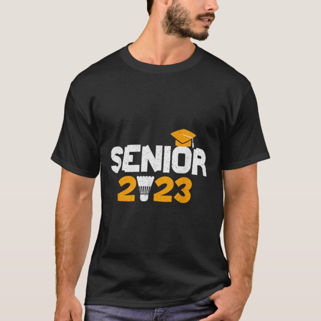 Cl of 2023 Badminton Studenten 2023 Grad Senior T Shirt (Framsida)