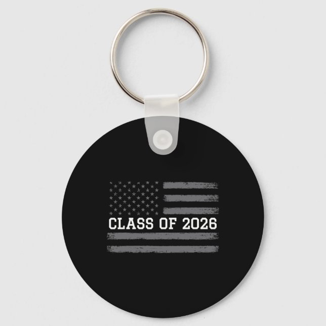 Cl Of 2026 Examen American Flag Distressed Gra Nyckelring (Framsida)
