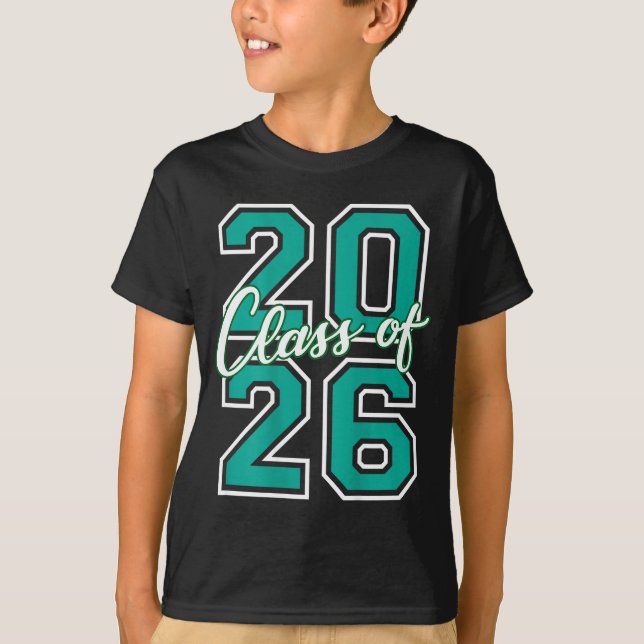 Cl Of 2026 Graduation Varsity Teal And White On Th T Shirt (Framsida)