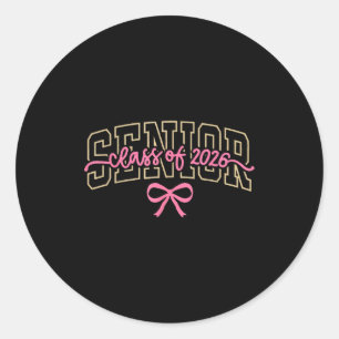 Cl Of 2026 Rosa Coquette Bow Mössa Senior 2026 Exa Runt Klistermärke
