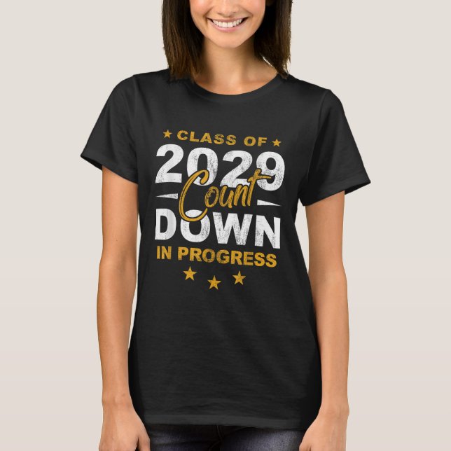 Cl Of 2029 Count Down Graduating Fun First Day 8th T Shirt (Framsida)