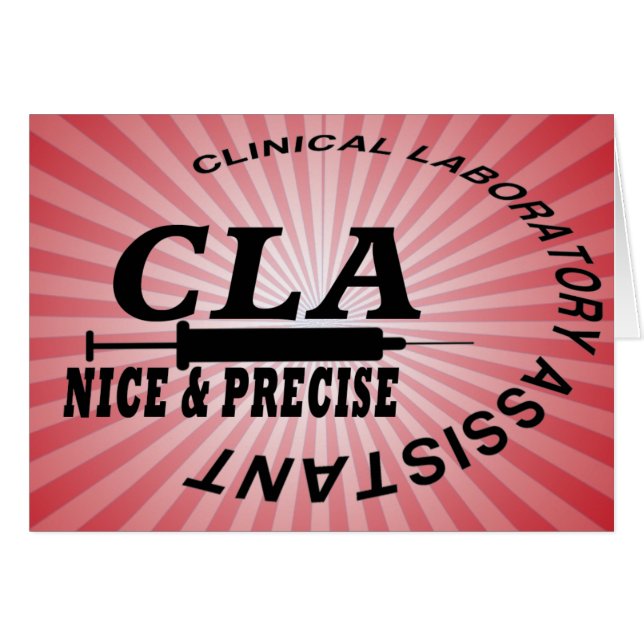 CLA SLOGAN - NICE OCH PRECISE! LABORATORIUM HÄLSNINGSKORT (Framsidan Horizontal)