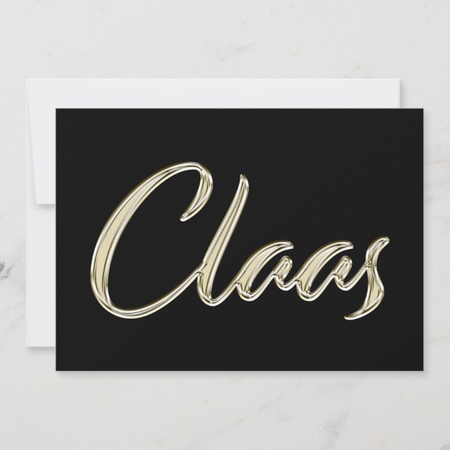 Claas Name white gold Handwriting Karte Kort (Framsida)