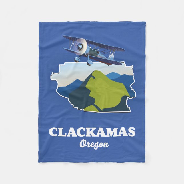 Clackamas Oregon USA karta Kanvastryck Tack Ca Fleecefilt (Framsidan)