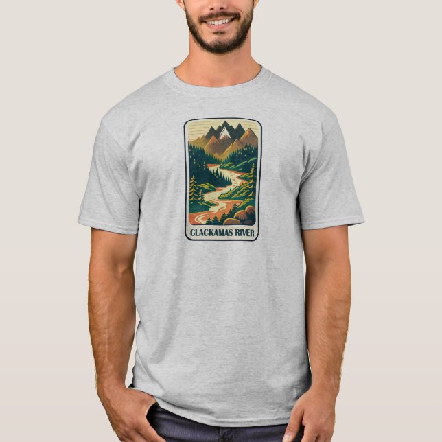 Clackamas River Oregon Färg T Shirt (Framsida)