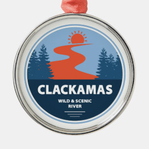 Clackamas Vild och floden Oregon Julgransprydnad Metall