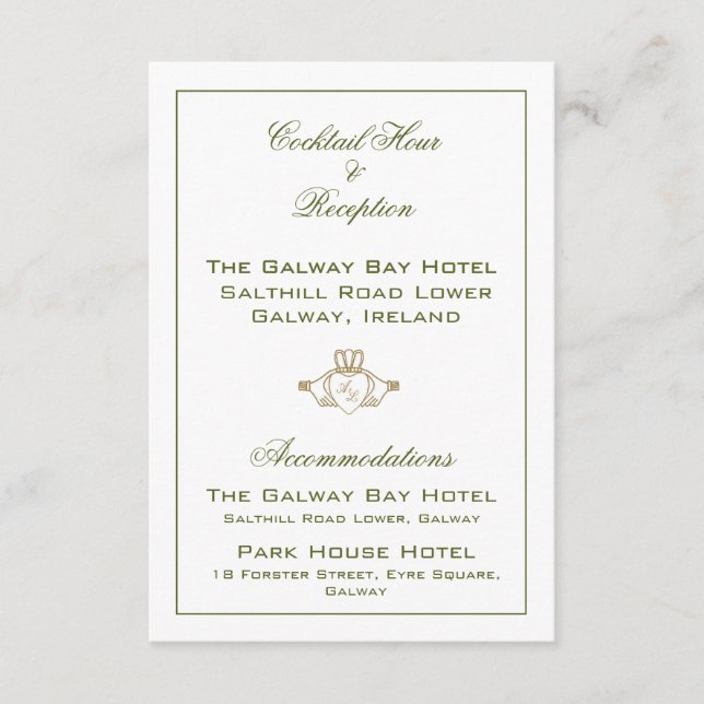 Claddagh bröllopsbilaga kort (Framsida)