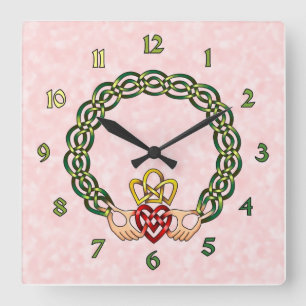 Claddagh Fyrkantig Klocka