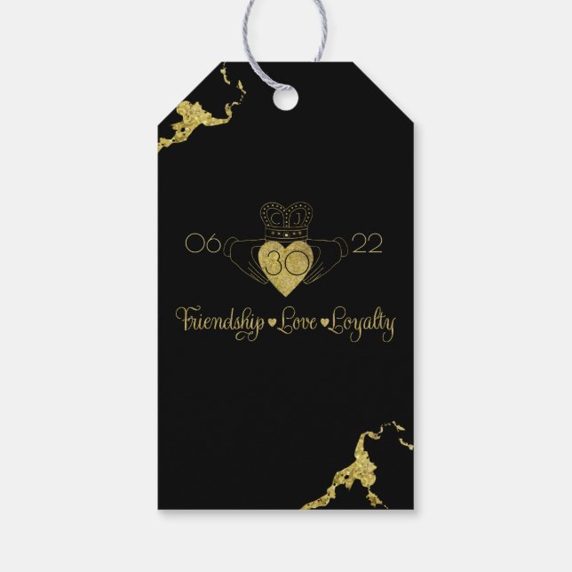 Claddagh Monogram Tack Märkre Presentetikett (Baksidan)