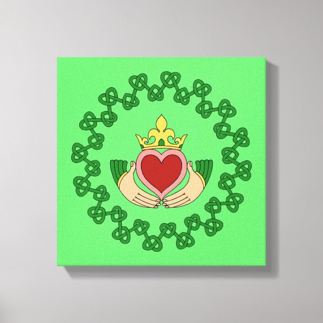 Claddagh och grön flätning canvastryck (Framsida)