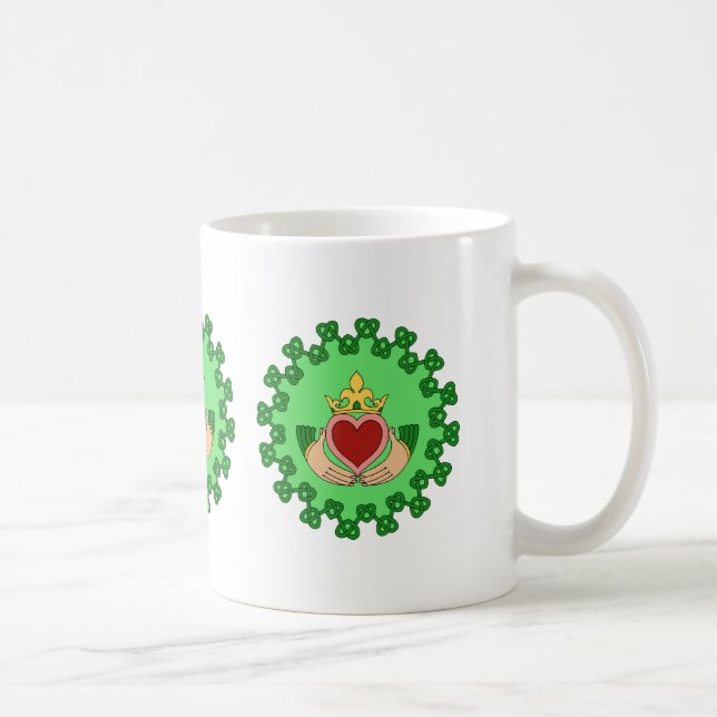 Claddagh och grön flätning kaffemugg (Höger)
