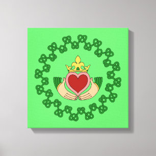 Claddagh och Grönt Knotwork Canvastryck
