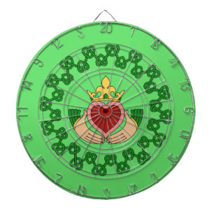 Claddagh och Grönt Knotwork Darttavla