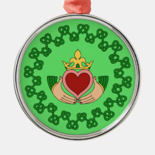 Claddagh och Grönt Knotwork Julgransprydnad Metall