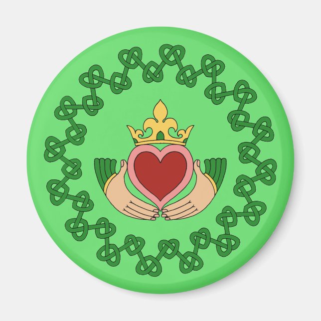 Claddagh och Grönt Knotwork Magnet (Framsidan)