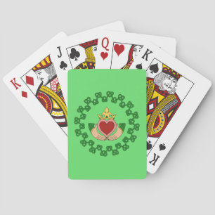 Claddagh och Grönt Knotwork Spel Kort