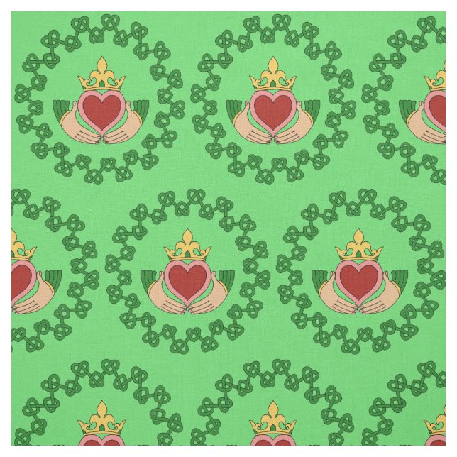 Claddagh och grönt Knotwork Tyg (Provkarta)