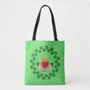 Claddagh och Grönt Knotwork Tygkasse