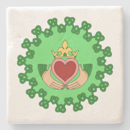 Claddagh och Grönt Knotwork Underlägg Sten
