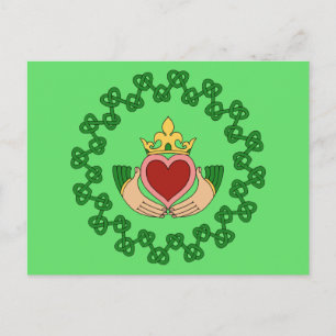 Claddagh och Grönt Knotwork Vykort
