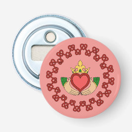 Claddagh och Red Knotwork på Rosa Flasköppnare