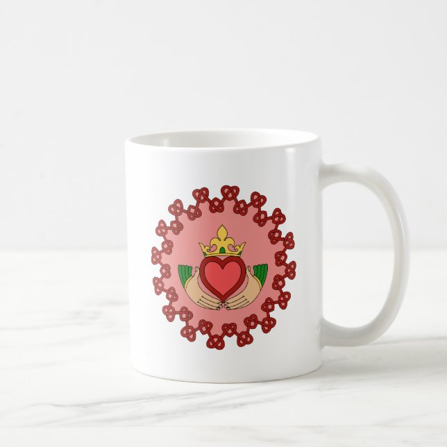 Claddagh och Red Knotwork på Rosa Kaffemugg (Höger)