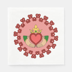 Claddagh och Red Knotwork på Rosa Pappersservett