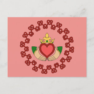 Claddagh och Red Knotwork på Rosa Vykort
