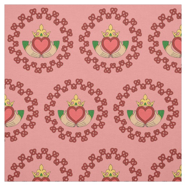 Claddagh och röda Knotwork på rosor Tyg (Provkarta)