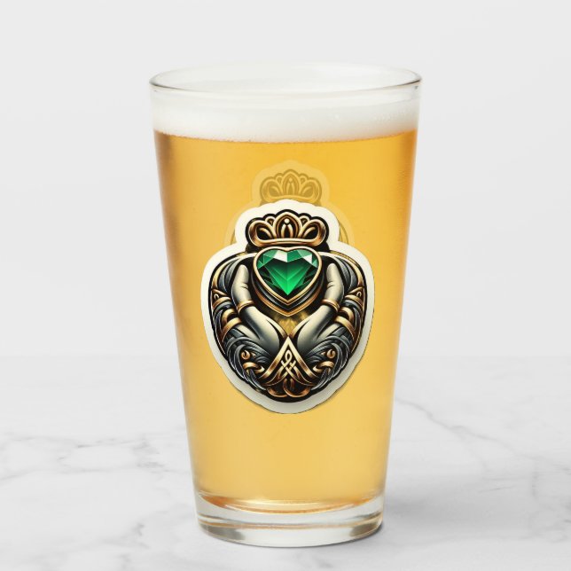 Claddagh Pint Glass Glaskopp (Framsida fylld)