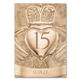 Claddagh Ring Bröllop Initialer & Shamrocks Bordsnummer