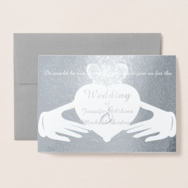 Claddagh Ring bröllopsinbjudan - Foil Card Folierat Kort