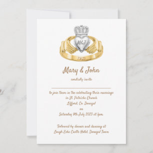 Claddagh Ring bröllopsinbjudan Initialer & Date Inbjudningar