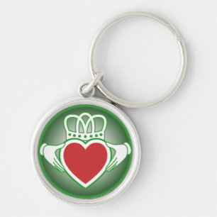 Claddagh Rund Silverfärgad Nyckelring