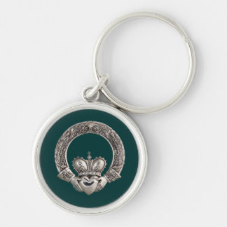 Claddagh Rund Silverfärgad Nyckelring