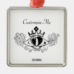 Claddagh (svart) julgransprydnad metall