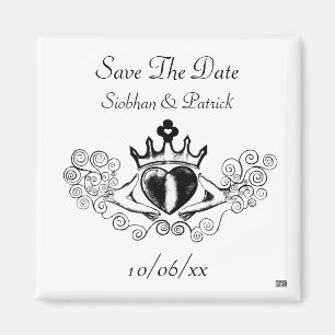 Claddagh (svart) (spara datera), magnet