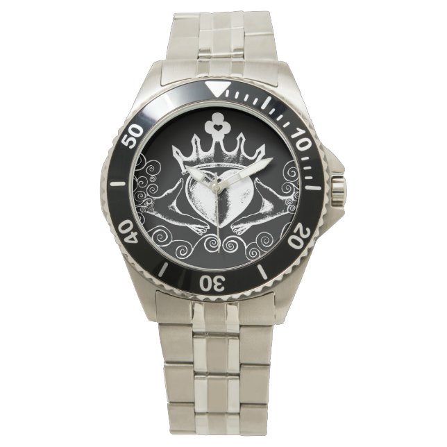 Claddagh (vit) armbandsur (Framsida)