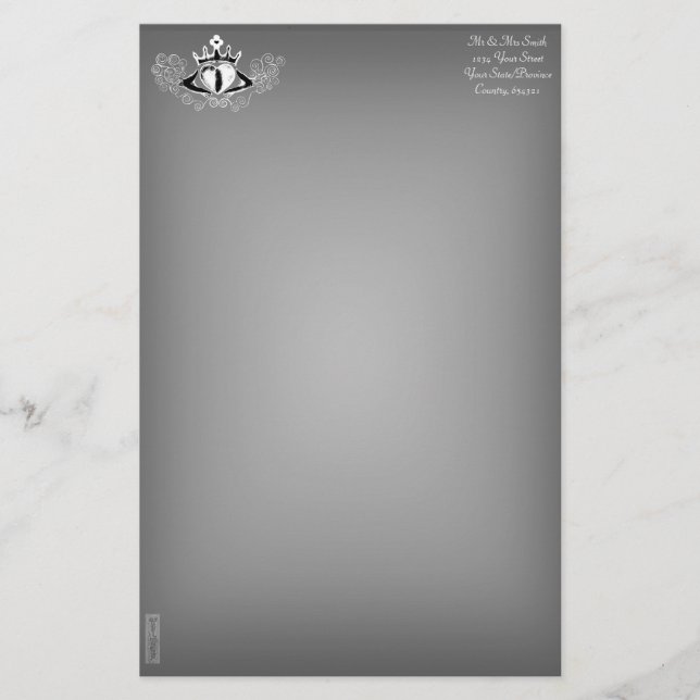 Claddagh (vit) brevpapper (Framsida)